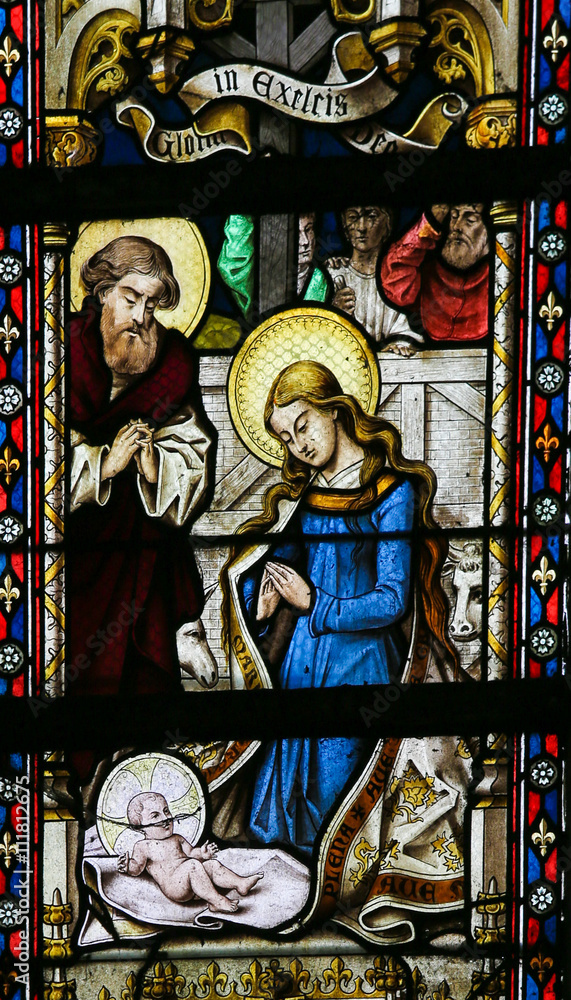 Fototapeta premium Stained Glass - Nativity Scene