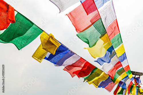 Colorful prayer flags photo