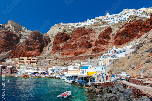 The old fishing harbor in the village of Oia.