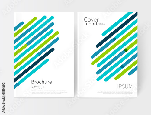 Vector set abstract geometric background/ green and blue Diagonal lines. Modern White business brochure cover template EPS 10