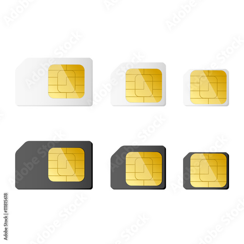 Mini, micro, nano sim cards in black and white color photo