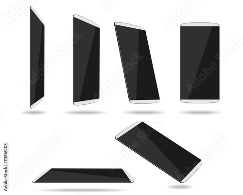 White thin smartphones face different foreshortening