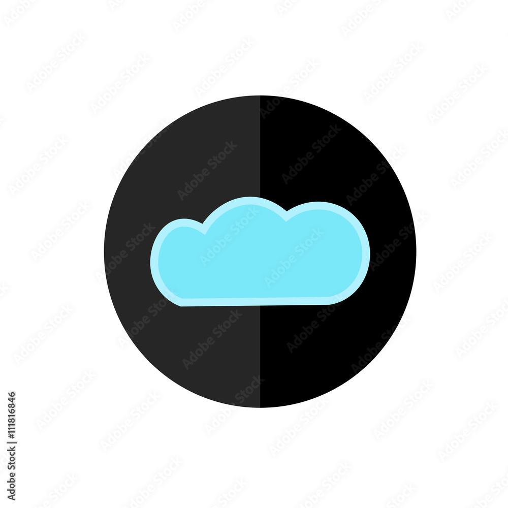 Flat Cloud Icon in Circle Frame for Web, App, Internet, Smartphone Interface., Weather Forecast. Vector Button Flat Cloud Icon in Circle Frame for Web, App, Internet, Smartphone Interface., Weather Forecast. Vector Button