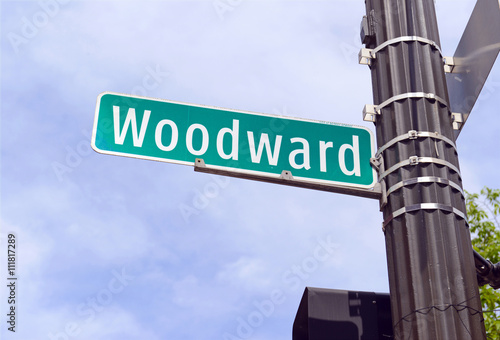 Woodward Avenue, street sign, Detroit, Michigan