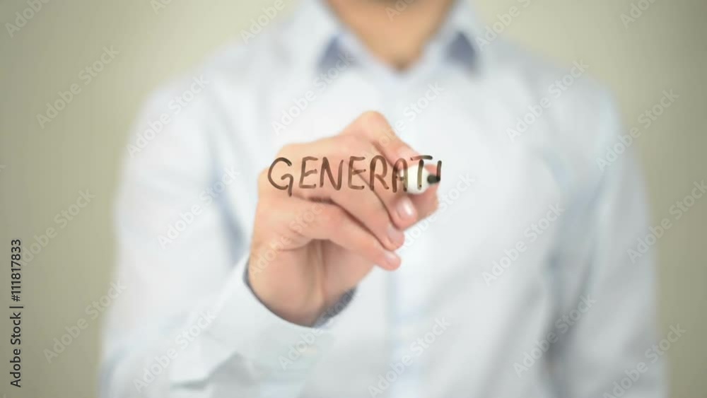 Generating Ideas, man writing on transparent screen