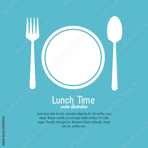 Lunch time design. Menu icon. Flat illustration , editable vector photo