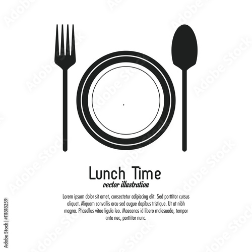 Lunch time design. Menu icon. Flat illustration , editable vector