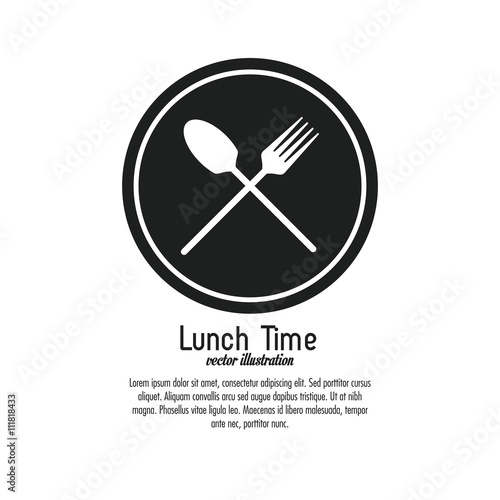 Lunch time design. Menu icon. Flat illustration , editable vector