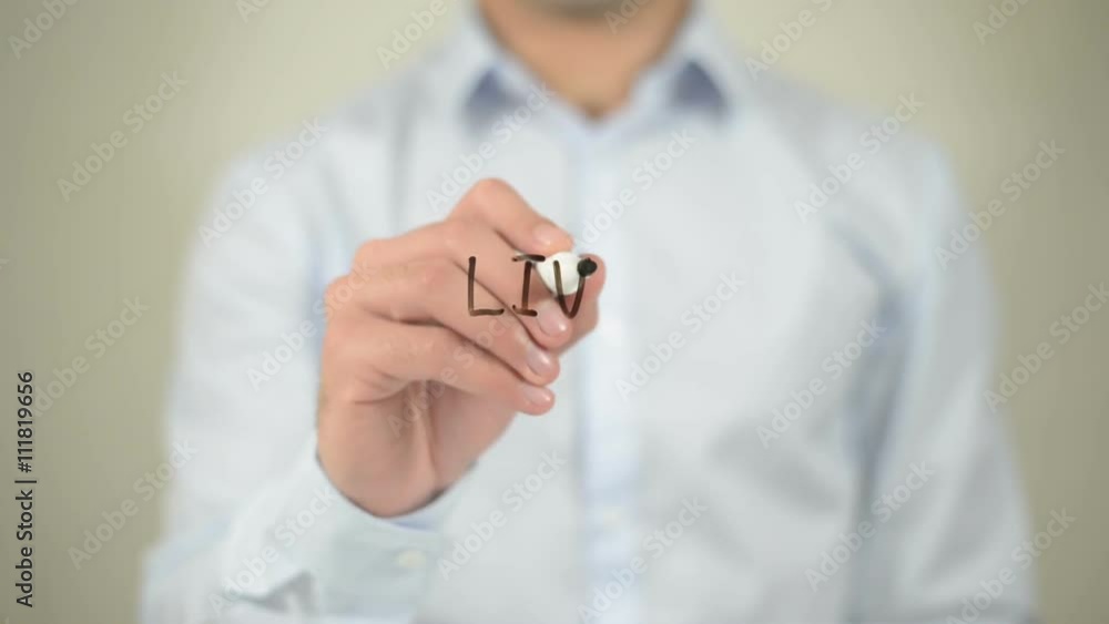Live Chat , man writing on transparent screen Live Chat , man writing on transparent screen