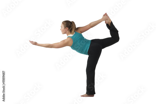stretching woman in yoga pose