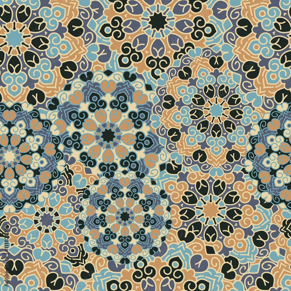 Seamless pattern with ethnic pattern. 