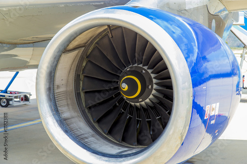 View of Airplane engine during the airplane boarding © Solidasrock