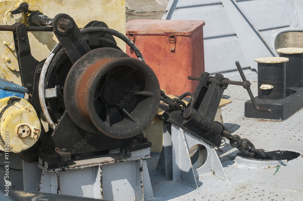 Part of mechanical equipment of river ferryboat Part of mechanical equipment of river ferryboat