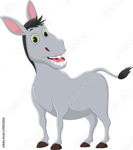 cartoon donkey smiling and happy  