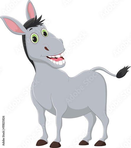 cartoon donkey smiling and happy 