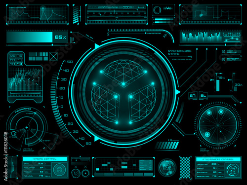 Futuristic touch screen user interface HUD