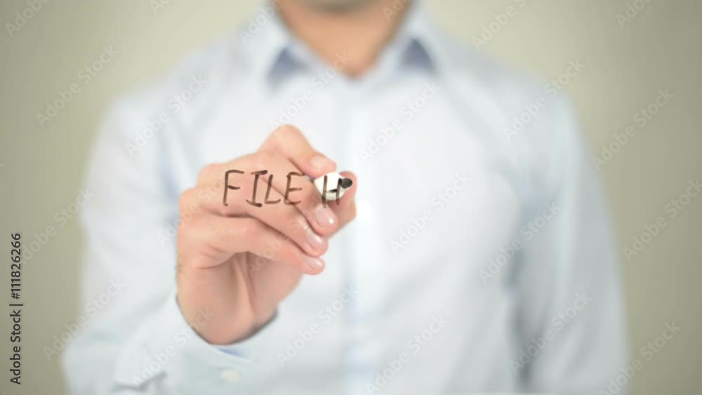 File Hosting, man writing on transparent screen File Hosting, man writing on transparent screen
