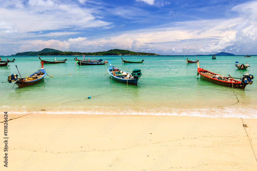 Fototapeta premium Long-tail boats, Rawai beach, Phuket, Thailand