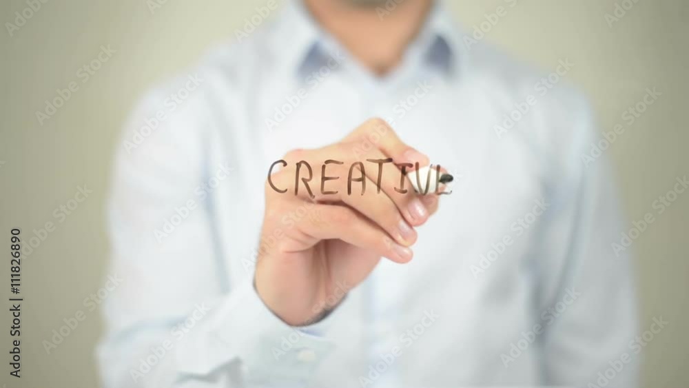 Creative Package , man writing on transparent screen Creative Package , man writing on transparent screen