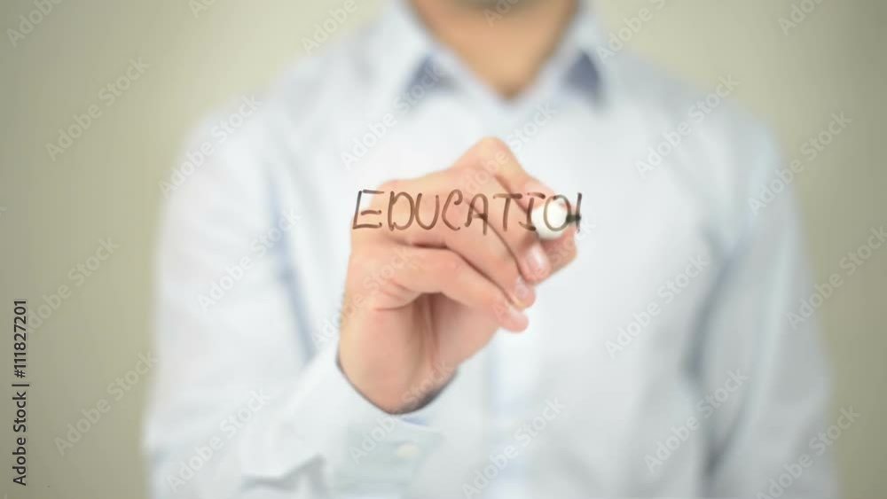 Education For All , man writing on transparent screen Education For All , man writing on transparent screen