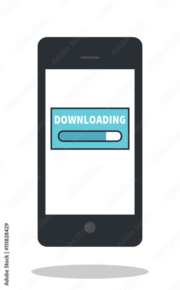 Mobile phone downloading icon. Drop shadow Mobile phone downloading icon. Drop shadow