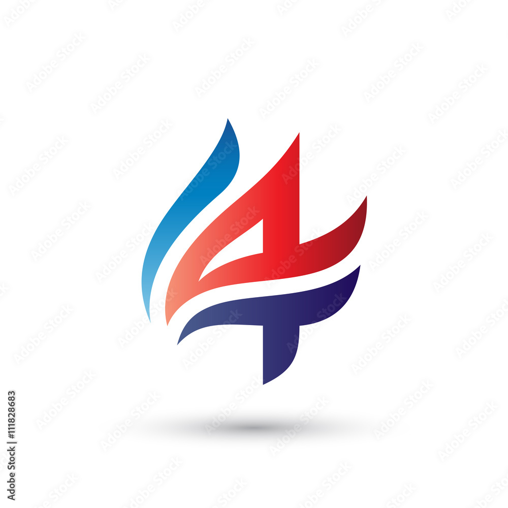 Abstract Number Four with Flame Wing Logo Abstract Number Four with Flame Wing Logo