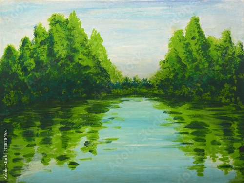 Image of the Lake in the woods painting