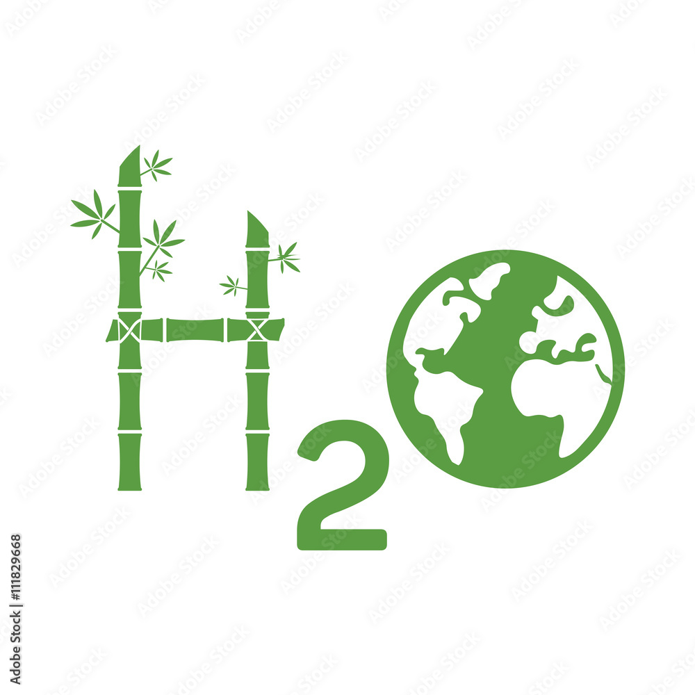 h2o logo, ecology green icons set on white background