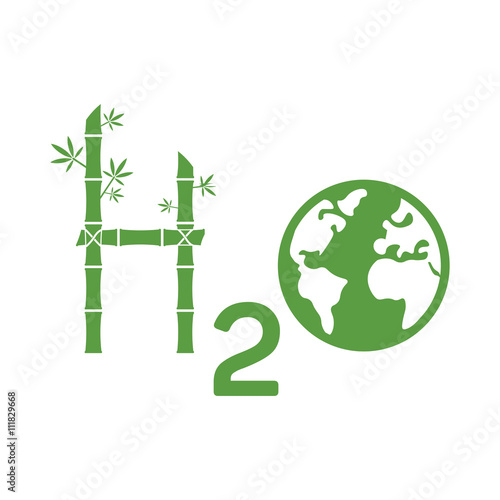h2o logo, ecology green icons set on white background
