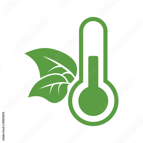 thermometer, ecology green icons set on white background