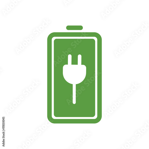 battery, ecology green icons set on white background