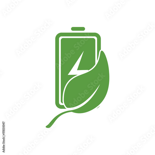 battery, ecology green icons set on white background