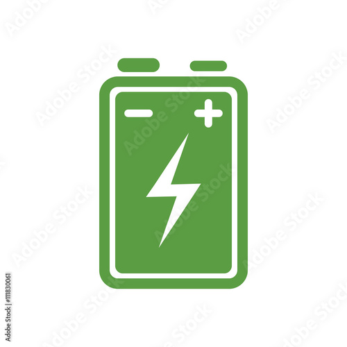 battery, ecology green icons set on white background