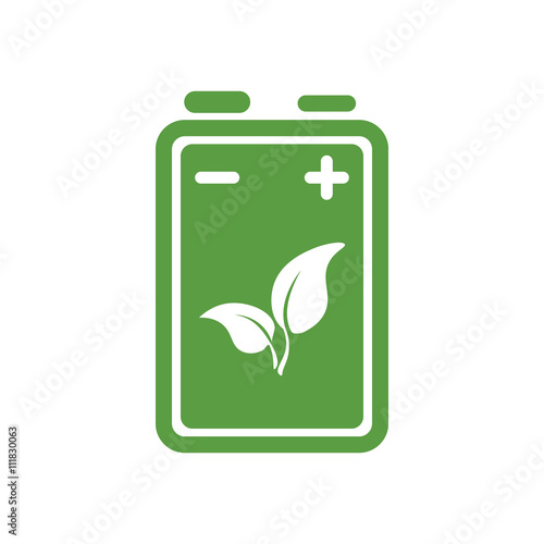 battery, ecology green icons set on white background