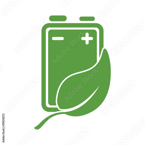 battery, ecology green icons set on white background