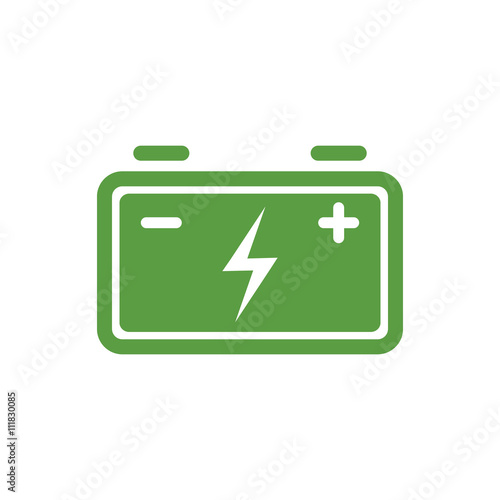 battery, ecology green icons set on white background