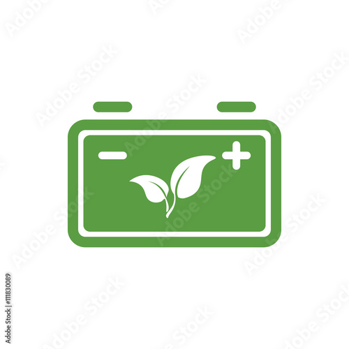 battery, ecology green icons set on white background