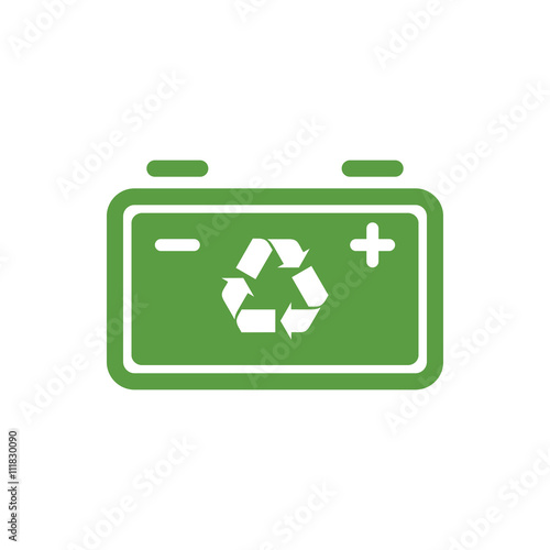 battery, ecology green icons set on white background
