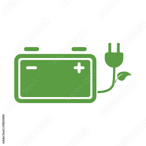 battery, ecology green icons set on white background