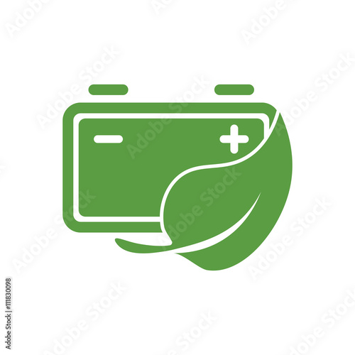battery, ecology green icons set on white background