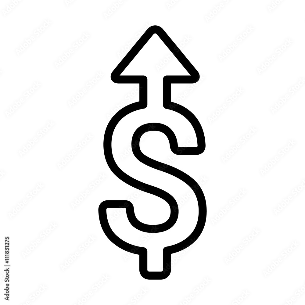 Salary raise or raising money line art icon for financial apps and websites Salary raise or raising money line art icon for financial apps and websites