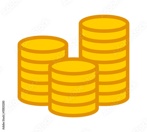 Stack of gold coins flat color icon for apps and websites