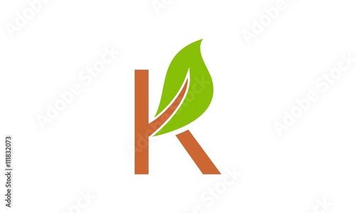 K Letter Green Leaves Logo
