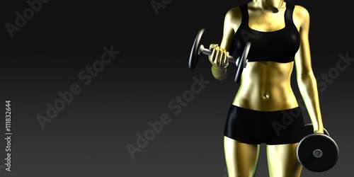 Metal Steel Woman Lifting Weights © kentoh