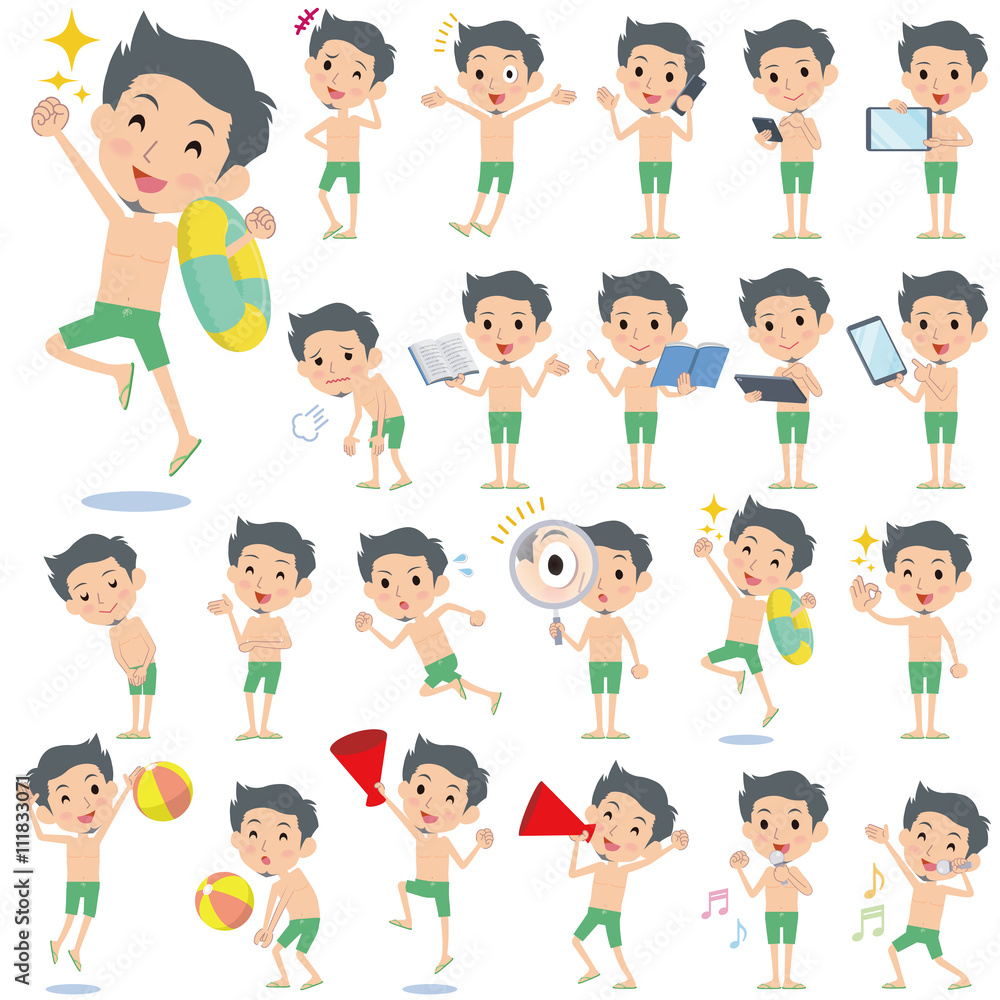 short hair beard man green Swimwear style2 short hair beard man green Swimwear style2