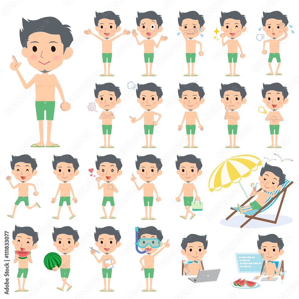 short hair beard man green Swimwear style short hair beard man green Swimwear style