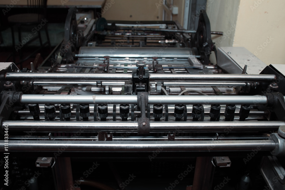 Offset printing machine in typography