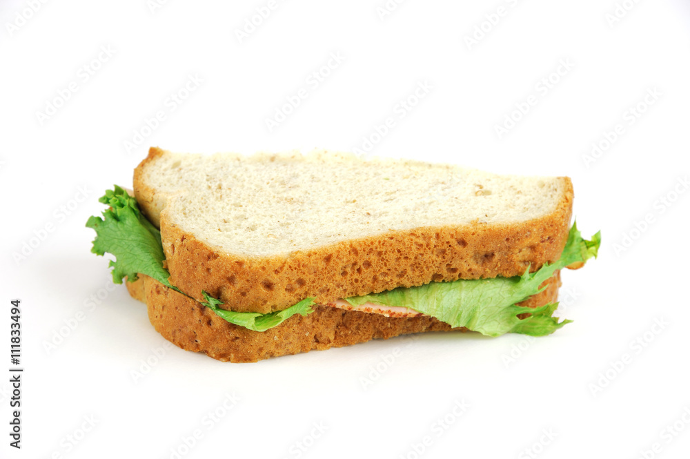 fresh ham sandwich with vegetable and cheese on white background fresh ham sandwich with vegetable and cheese on white background