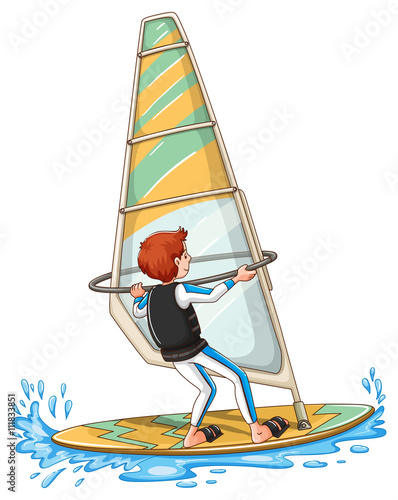 Man sailing on windsurf