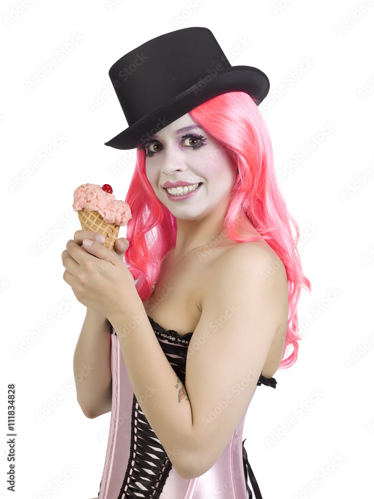 gothic female holding ice cream